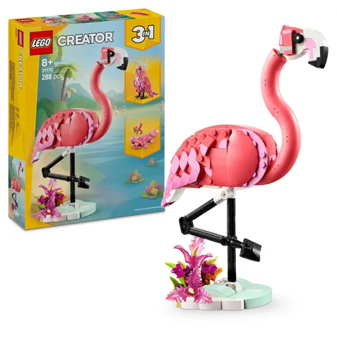 LEGO Creator 3in1 Wilde dieren: roze flamingo Speelgoed voor 8 jaar en Ouder, Ve