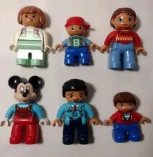 Duplo Lot of 6 Figures Woman Pilot 1 Girl 3 Boys Mickey Mouse