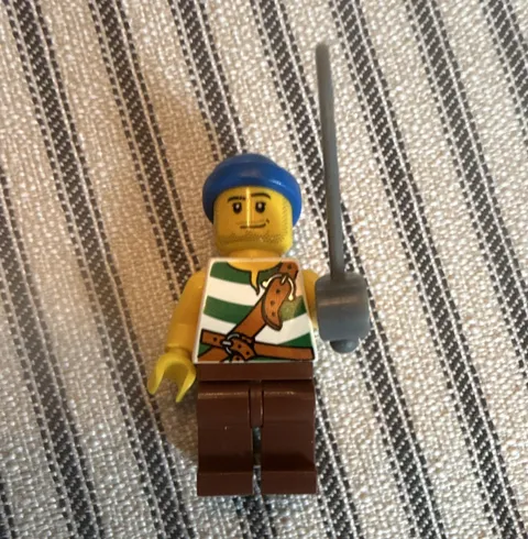 LEGO Pirate Minifigure w/ Blue Bandana & Sword, Brown Legs, Plastic
