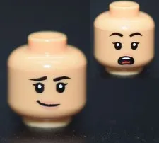 New LEGO Minifigure Head Medium Tan Female Surprised Grin Scared Mouth 6544487