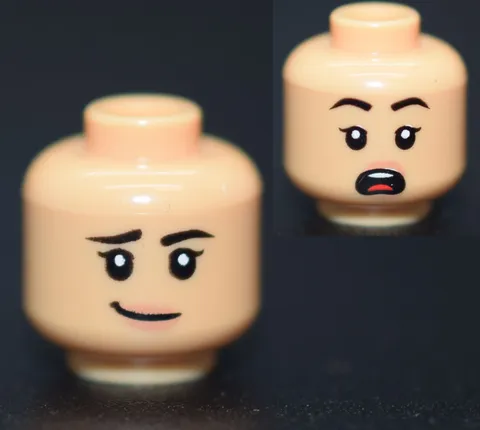 New LEGO Minifigure Head Medium Tan Female Surprised Grin Scared Mouth 6544487