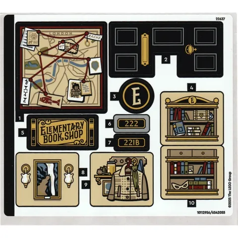 new LEGO Sticker Sheet from the Sherlock Holmes Book Nook set 10351