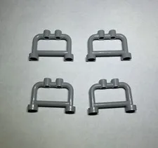 Lego Lot Of 4 Medium Stone Grey Hangers Hanger 1x4x2 Fence Rail 2 Knobs City New