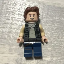 LEGO Minifigure Brown Hair Dark Gray Vest Tan Shirt Blue Legs