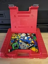 Vintage 1985 LEGO Red Carrying Case w/ LEGO Pieces Car Millennium Falcon Build