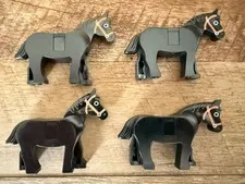 LEGO Lot Four Black Horses w/ moveable head.  Classic Castle Great Condition 