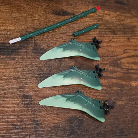 ​LEGO Dinosaur Pteranodon Left Wing Part 98088 Dark Green Marbled Lot with Stems