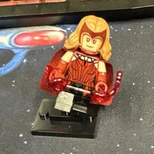 LEGO Scarlet Witch Minifigure w/ Display Base & Trans-Red Power Effect Pieces