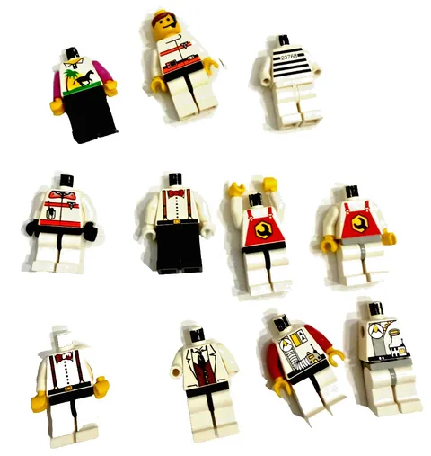 Vintage LEGO Minifigure Torsos Legs Lot 11pc 80s 90s Town Octan Jailbird Tuxedo