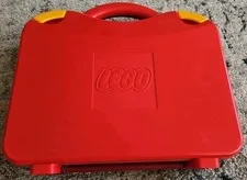 LEGO Red Maroon Yellow Plastic Carry Case Storage Box with 5 Dividers