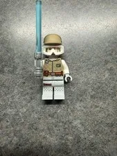 LEGO Star Wars Minifigure with Tan Helmet and Blue Lightsaber Accessory