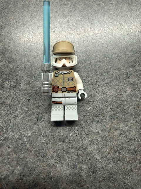 LEGO Star Wars Minifigure with Tan Helmet and Blue Lightsaber Accessory