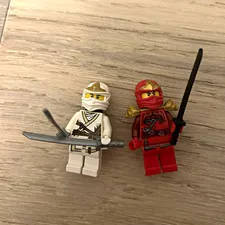 LEGO Ninjago Minifigure Lot of 2 - White & Red Ninja w/ Swords Rare and Disconti