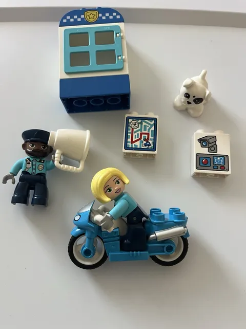 Lego Duplo Police Station Lot-Officer, Motorcycle, Puppy, Door & Printed Pieces
