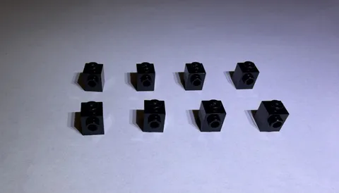 Lego Lot Of 8 Black 1x1 Modified Bricks Brick W 1 Stud On Side New