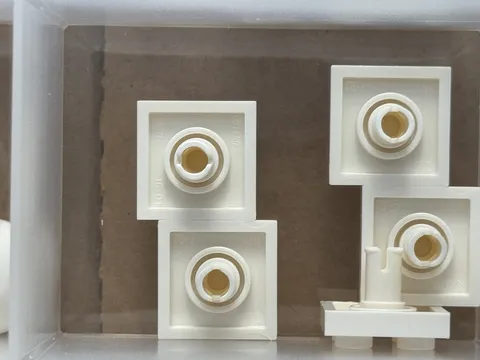 LEGO Parts - White Plate, Modified 2 x 2 with Pin on Bottom - No 2476 - QTY 5