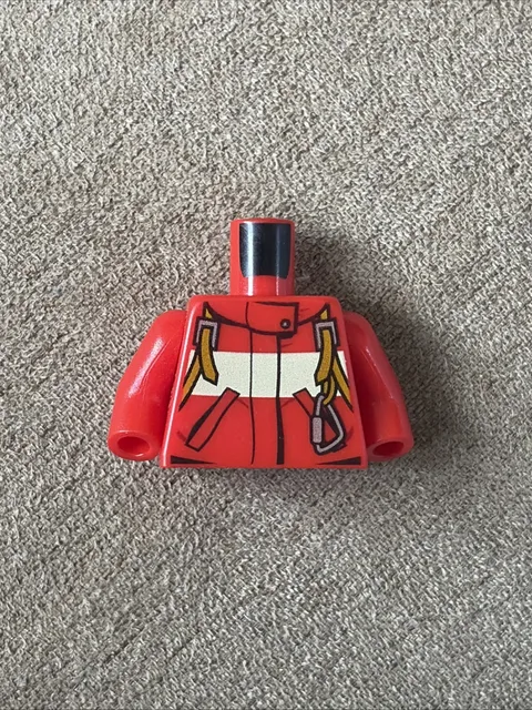 Lego Rescue Fire Fighter MINIFIG TORSO Red Harness Jump Suit w/Carabiner