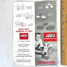 LEGO Gear Instructions Vtg Toy Insert Sheet Manual Samsonite Corporation 60s USA
