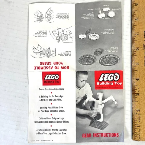 LEGO Gear Instructions Vtg Toy Insert Sheet Manual Samsonite Corporation 60s USA