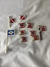 LEGO BULK LOT OF 10  Pirate Calvary Skull Cross Bones Flags Small 2x2