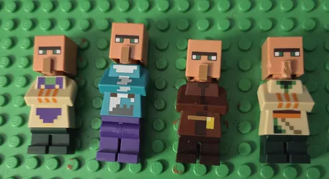 LEGO Minecraft Villager 4 Minifigure Lot Cleric Farmer Etc
