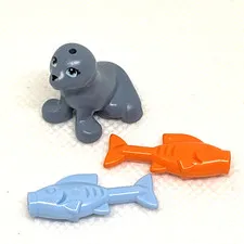 LEGO Animal Seal Friends Sand Blue w/Fish No 16765pb03 3 Pieces