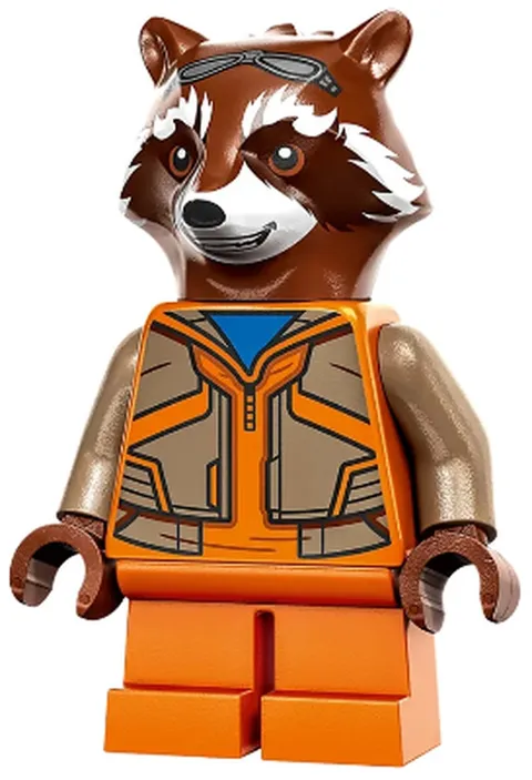 LEGO [No Color/Any Color] Rocket Raccoon - Orange and Dark Tan Outfit, Reddish B