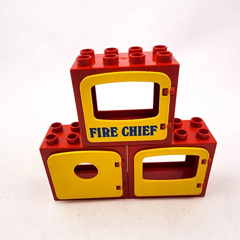 Vintage Lego Duplo Window 2x4 LOT of 3 Frame House Door Red Yellow Fire Chief