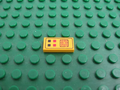 LEGO Yellow Tile 1 x 2 w/Red Black Buttons Computer Pttn 6894 6941 6987 #3069p25
