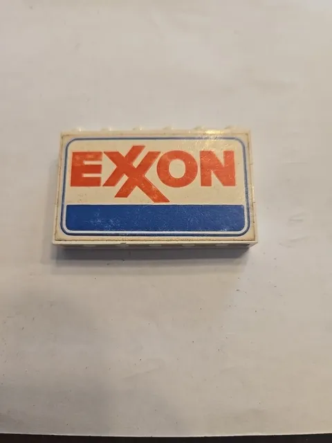 LEGO - (x2) EXXON Stickers - On 1x6 Bricks - From 6375 Gas Station - BA012pb08