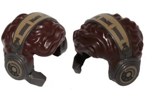 LEGO Dark Brown Minifigure, Hair Male Tousled with Pearl Dark Gray and Dark Tan