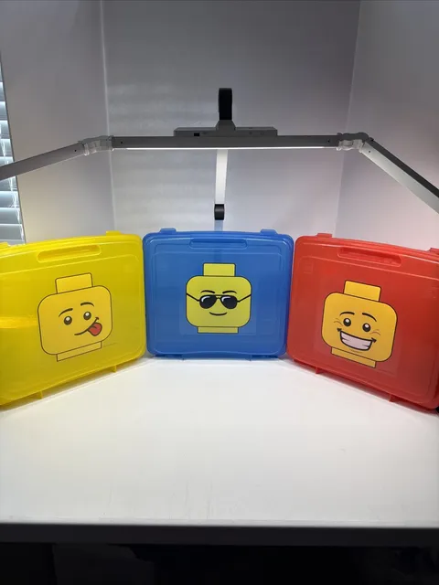 LEGO Carrying Cases with LEGO Faces Lot of 3 Storage Containers