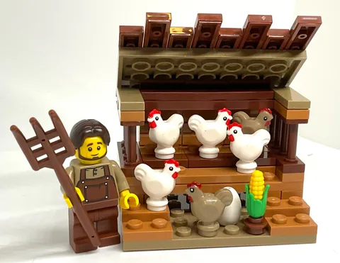 Lego Chicken Farmer Minifigure - Castle - Medieval - City - Western Chicken Coop