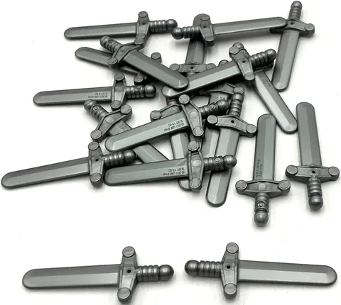 Lego 20 New Flat Silver Minifigure Weapon Swords Shortsword Elaborate Hilt Parts