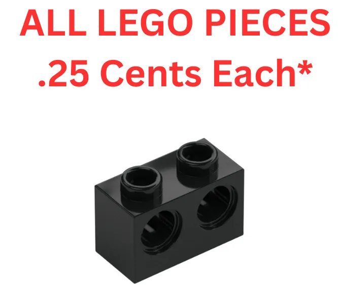 LEGO Brick 1x2 with 2 Holes 32000 Black - Genuine LEGO Parts Pieces Bulk