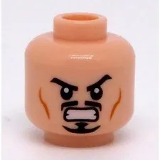 LEGO Minifigure, Head Dual Sided Black Eyebrows, Trimmed Moustache inv.657