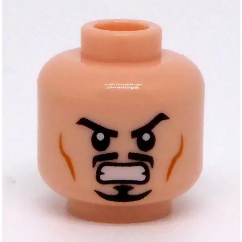 LEGO Minifigure, Head Dual Sided Black Eyebrows, Trimmed Moustache inv.657