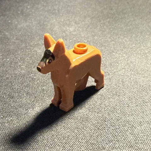 LEGO Minifigure Dog, Alsatian / German Shepherd w/ Black Eyes, Nose 92586pb01