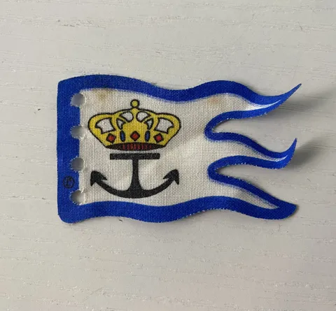 Lego White Cloth Pirate Flag 71309 8x5 Wave Blue Border Yellow Crown 6280 & 6291