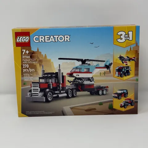 LEGO Creator 3 in 1 Flatbed Truck w/ Helicopter Toy, Transforms 31146