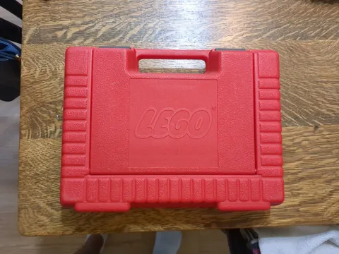 Vintage 1985 Lego Storage Container Case Red Carry Box Plastic Light Grey Clips