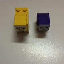 LEGO Printed Microfigure/Minifigure Faces Lot Yellow & Purple 2 Pieces