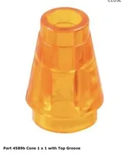 LEGO Trans-Orange 1x1 Cone (4589b) - 100 New Pieces - Building Bricks