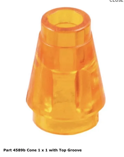 LEGO Trans-Orange 1x1 Cone (4589b) - 100 New Pieces - Building Bricks