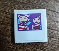 LEGO White 2x2 Tile Girl & Boy Sticker Polaroid Picture Brick Block Parts Pieces