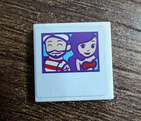 LEGO White 2x2 Tile Girl & Boy Sticker Polaroid Picture Brick Block Parts Pieces
