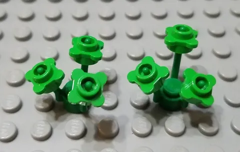LEGO Lot of 2 Bright Green Flower Petal Piece with Green Nature Stems