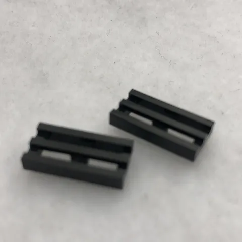 LEGO 2412b Black Tile, Modified 1 x 2 Grille with Bottom Groove / Lip (x2)