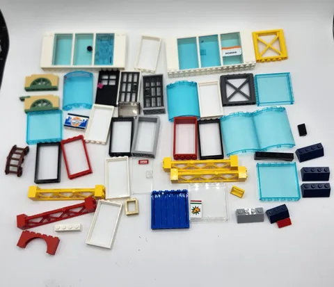 Lego Mixed Lot White Door Window Frames  Translucent Blue Glass Door And More 