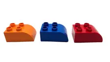 Lego Duplo 2x3 Slope Curved Brick Replacement Part 2302 Red Blue Orange Lot of 3